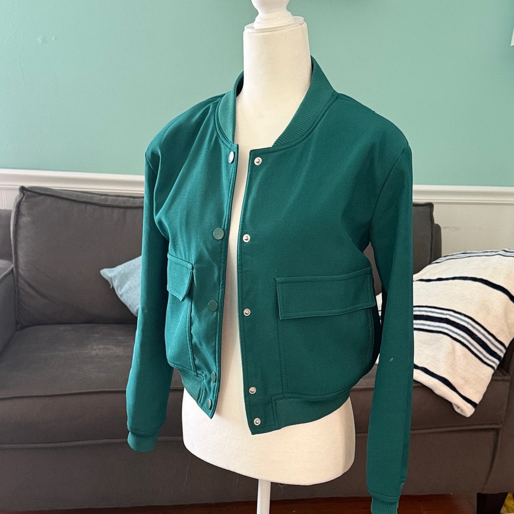 Women's Emerald Green Bomber Jacket